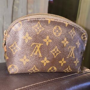 Louis Vuitton Brown and Gold Cosmetic Bag